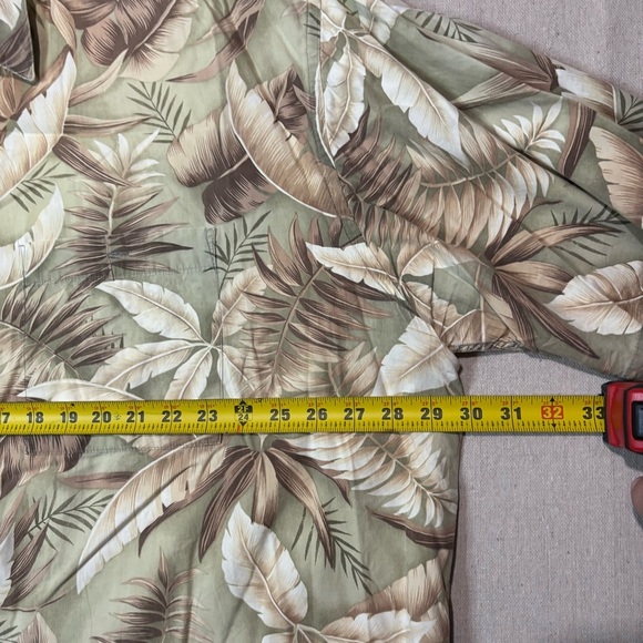 Pierre Cardin Hawaiian Shirt 3XLT Relaxed Fit Khaki Mens Short Sleeve Palm Leaf - Picture 4 of 5